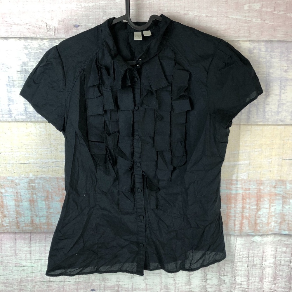 Go International Mock Neck Ruffle Blouse P4